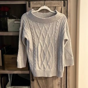 Christian Salvatore Grey Cale Knit Scoop Neck Sweater,Size Small